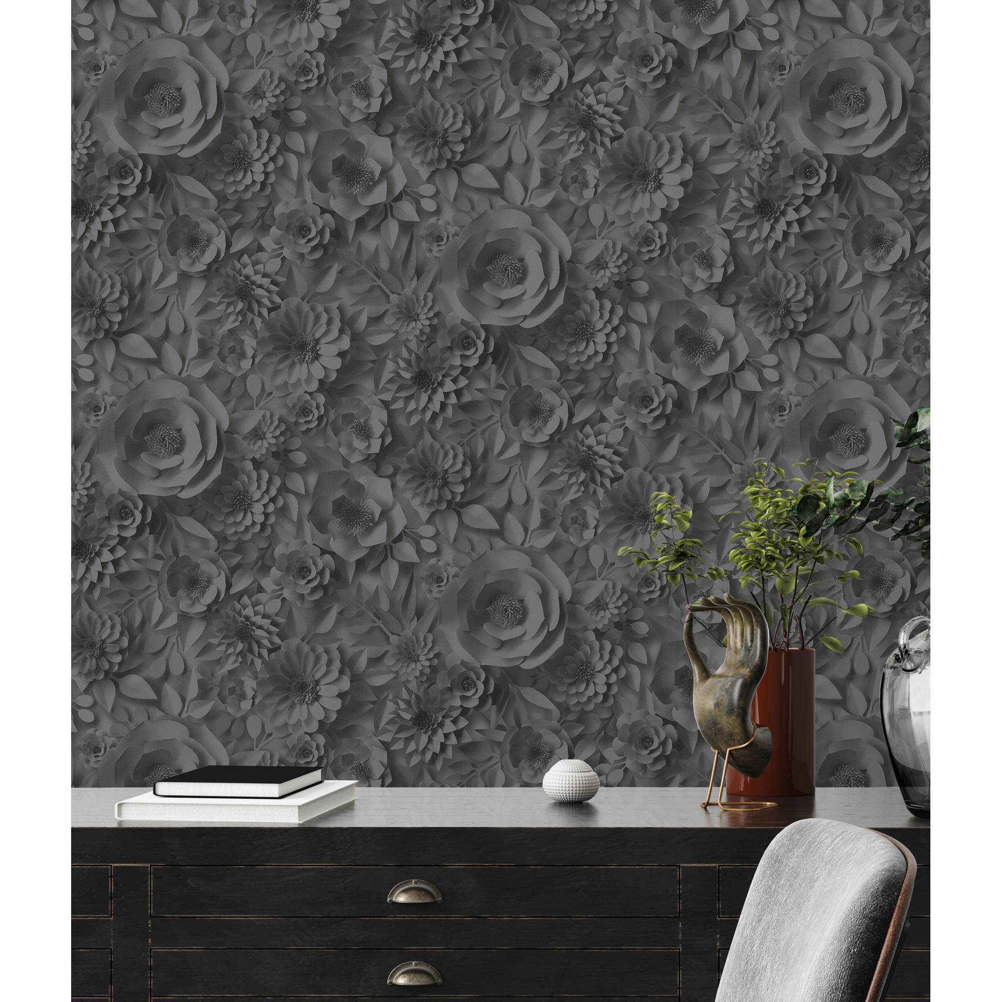Vliestapete 'Pintwalls' Muster schwarz 0,53 x 10,05 m