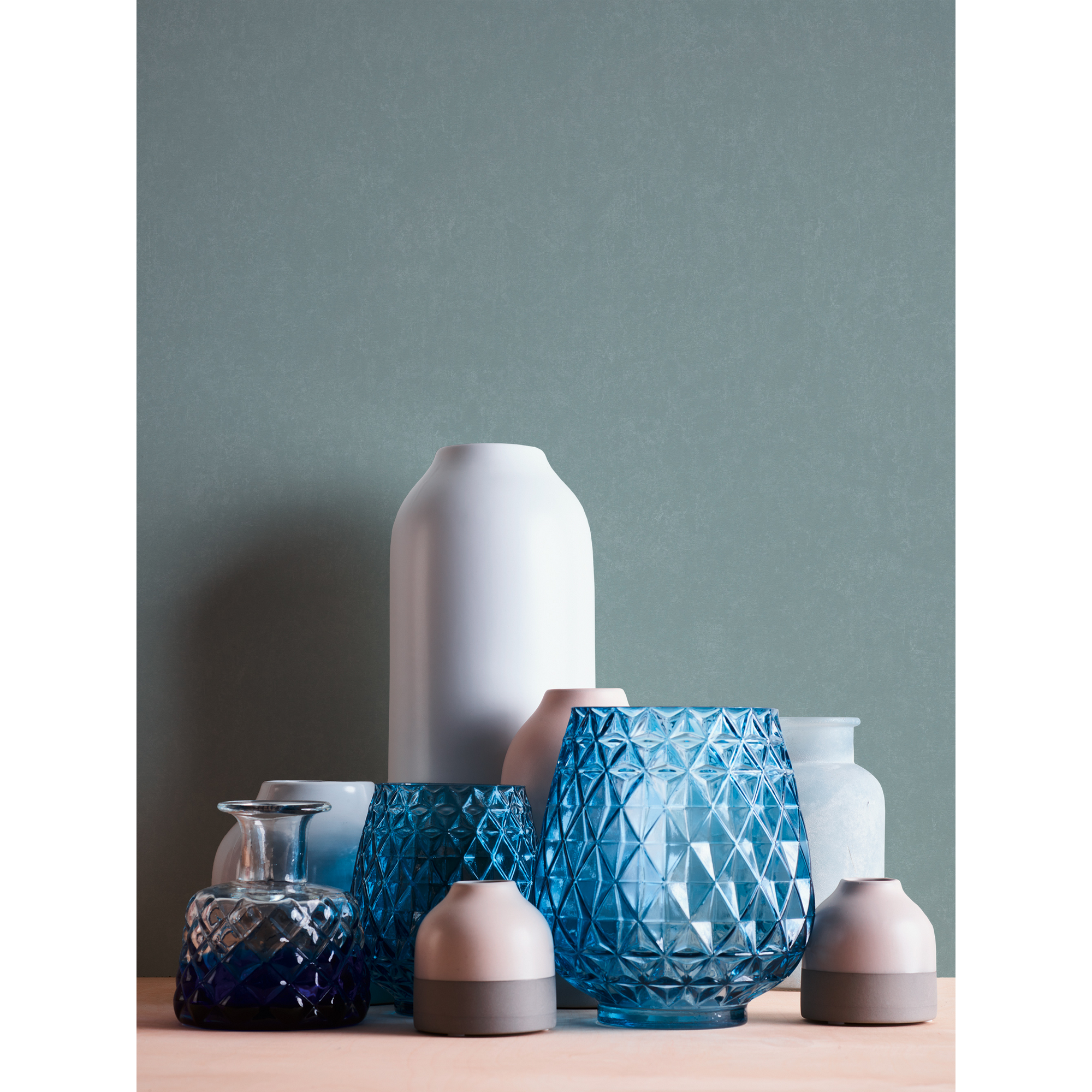 Vliestapete 'Geo Effect' Uni blau 0,53 x 10,05 m