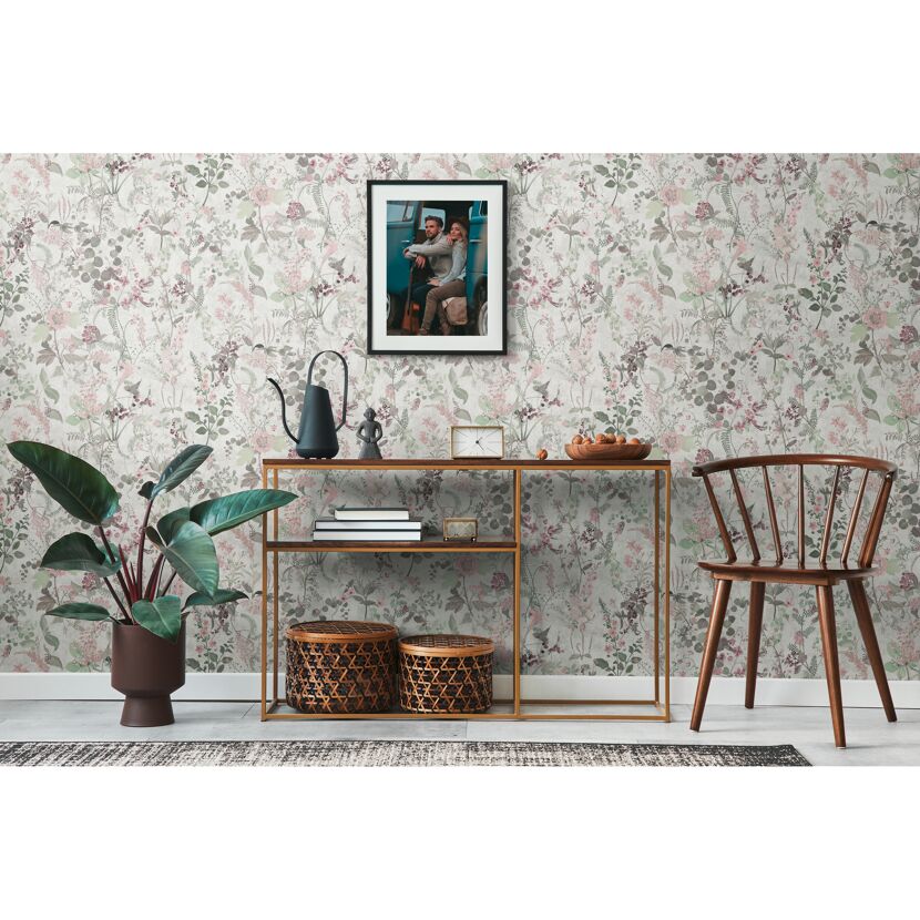 Wohnzimmer mit Vliestapete "The BOS Streublumen"