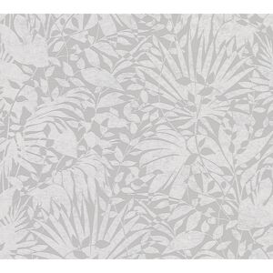 Vliestapete 'Battle of Stylez' Blätter grau 0,53 x 10,05 m