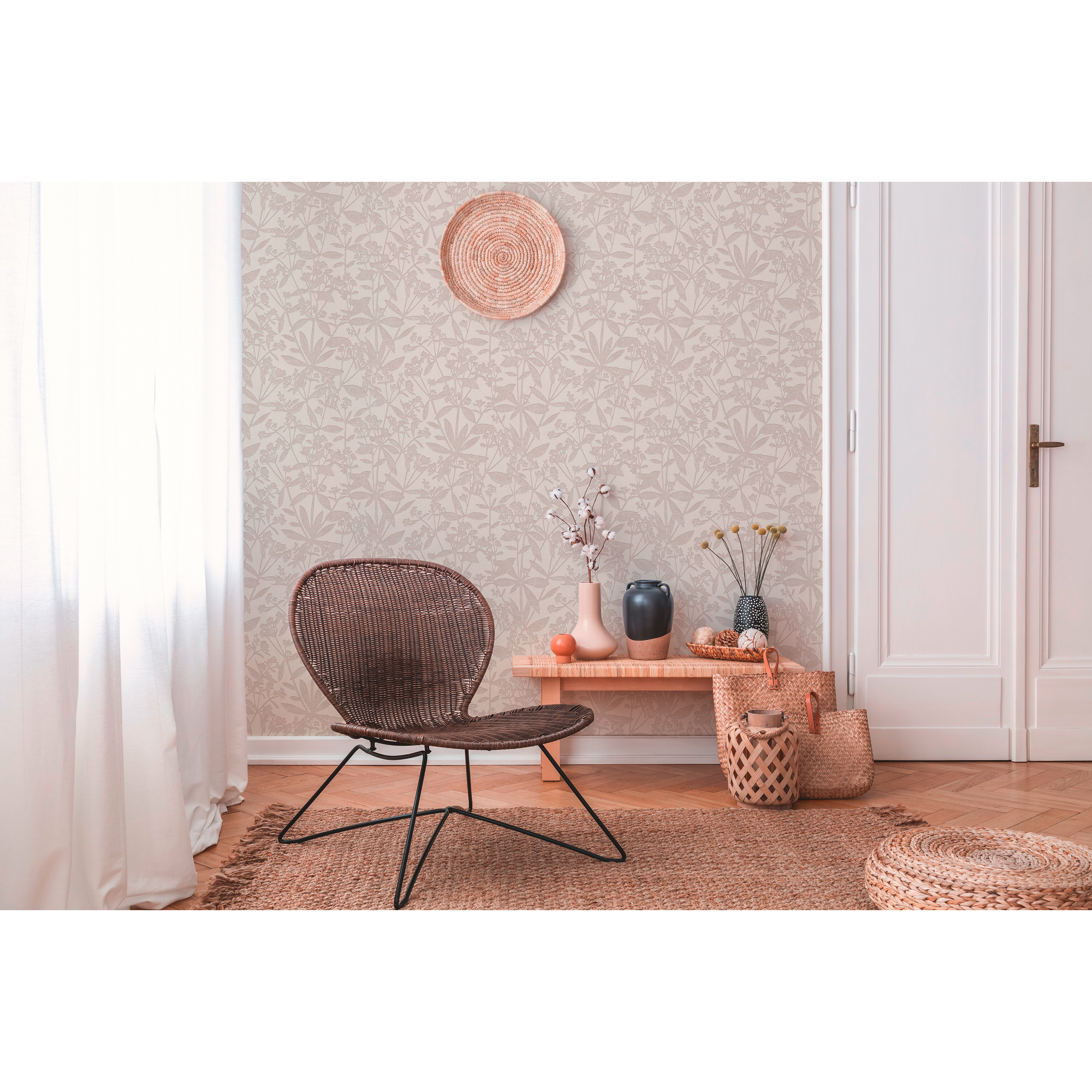 Vliestapete 'Terra Aktion 2' Flora creme/beige 0,53 x 10,05 m