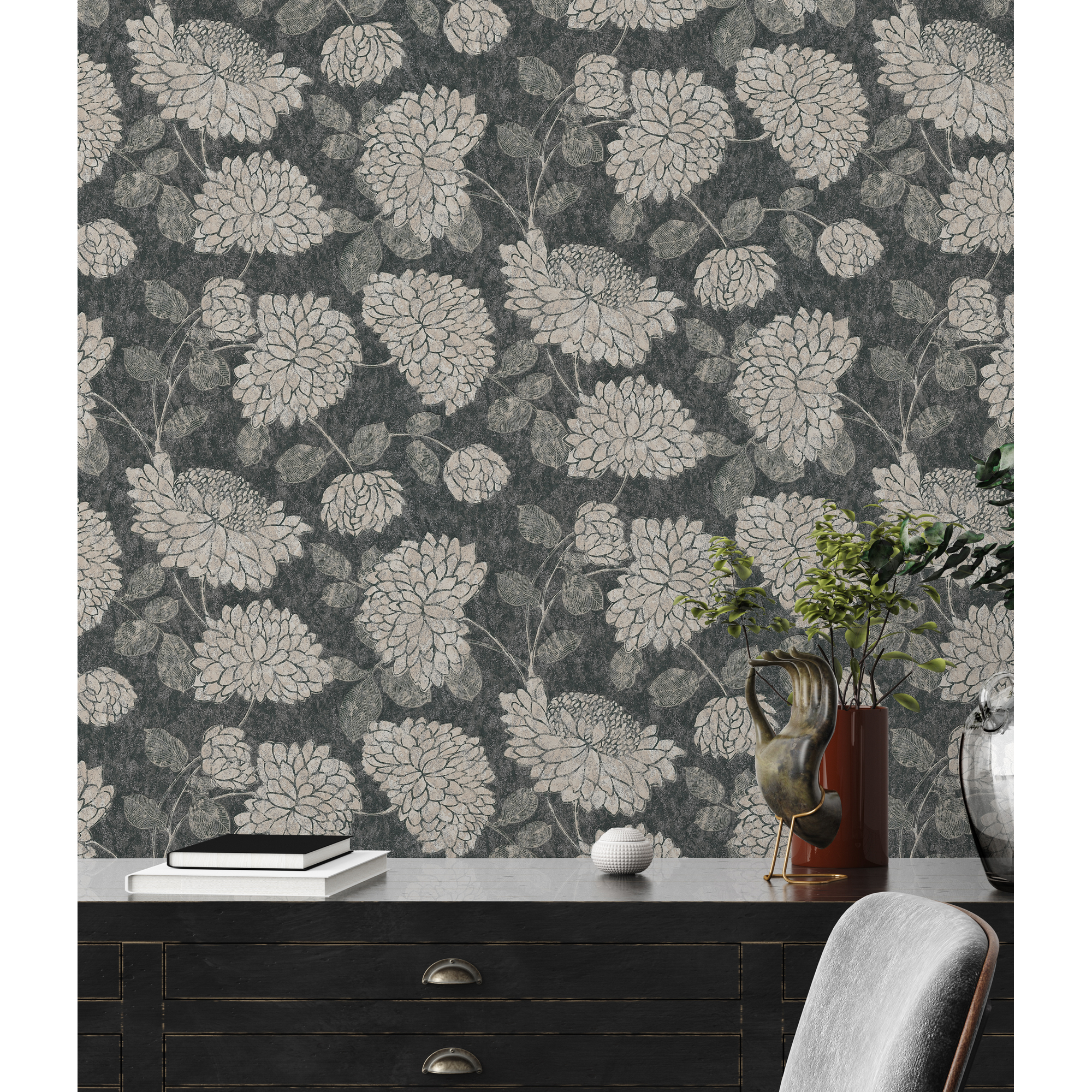 Vliestapete 'Attractive 2' mit Blüten-Muster mehrfarbig 0,53 x 10,05 m