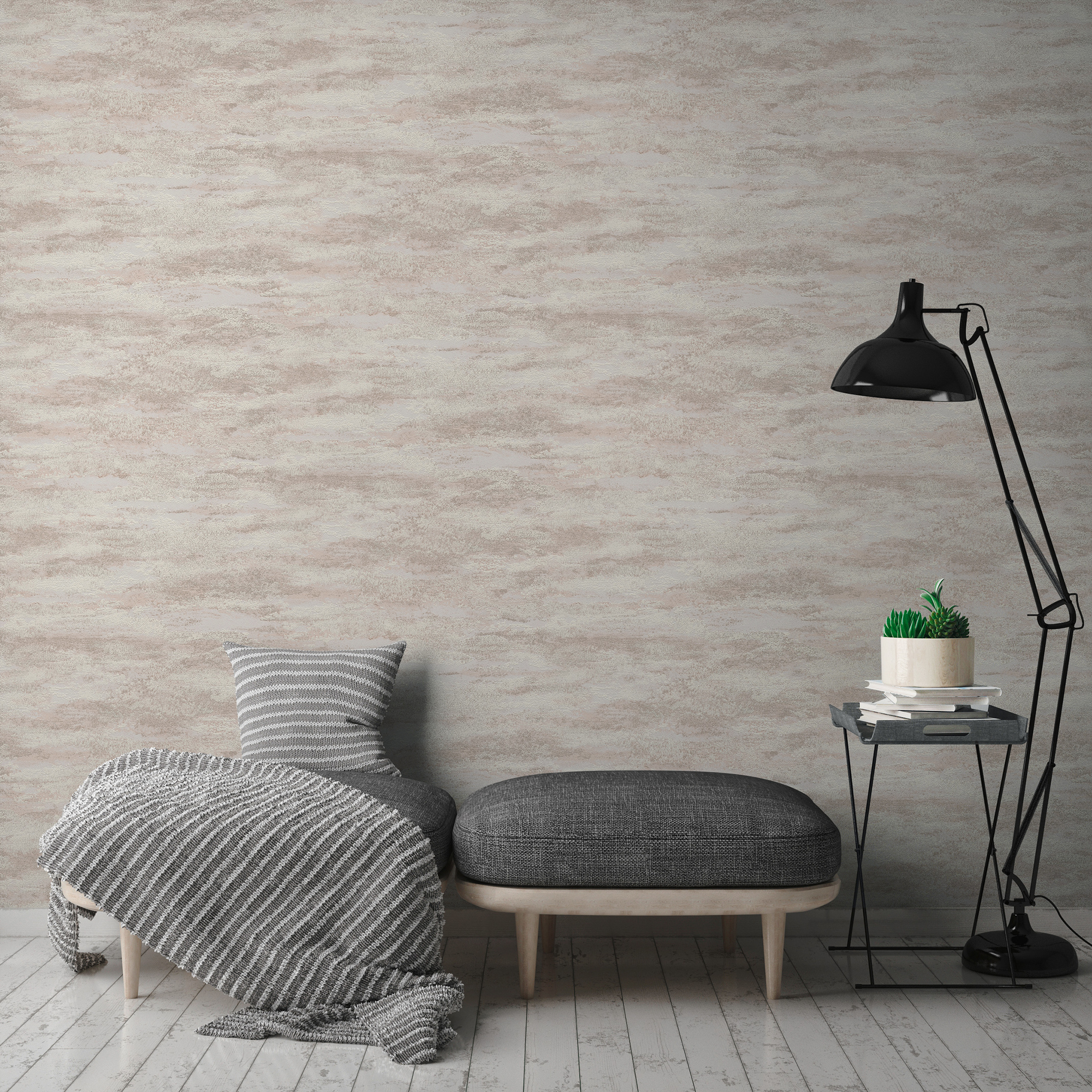 Vliestapete 'Attractive 2' Wellen mit Glitzer-Effekt beige/weiß 0,53 x 10,05 m