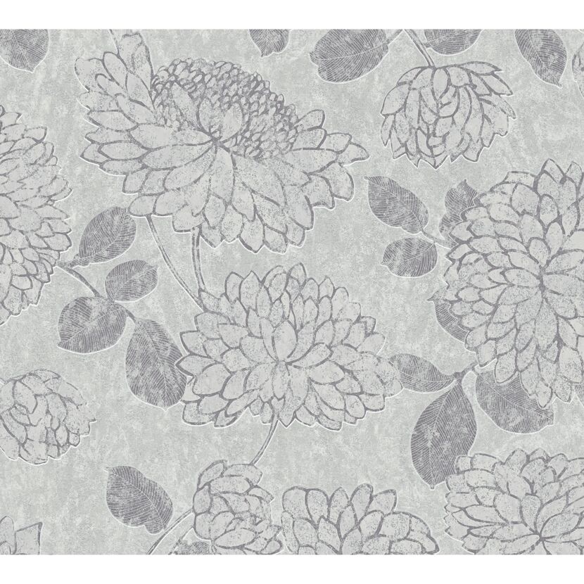 Graues Blumenmuster auf hellgrauem Hintergrund