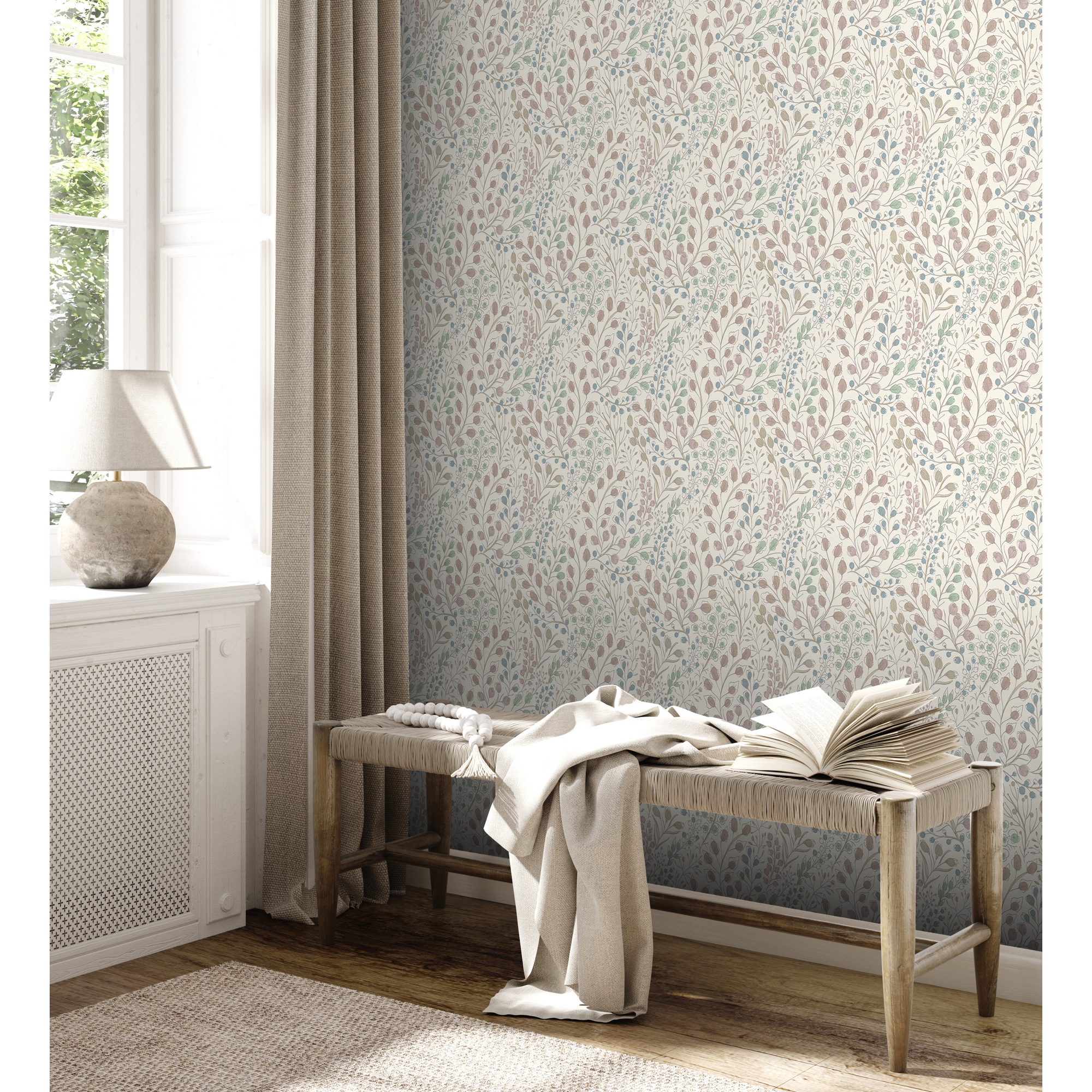 Vliestapete 'Attractive 2' Flora mehrfarbig 0,53 x 10,05 m