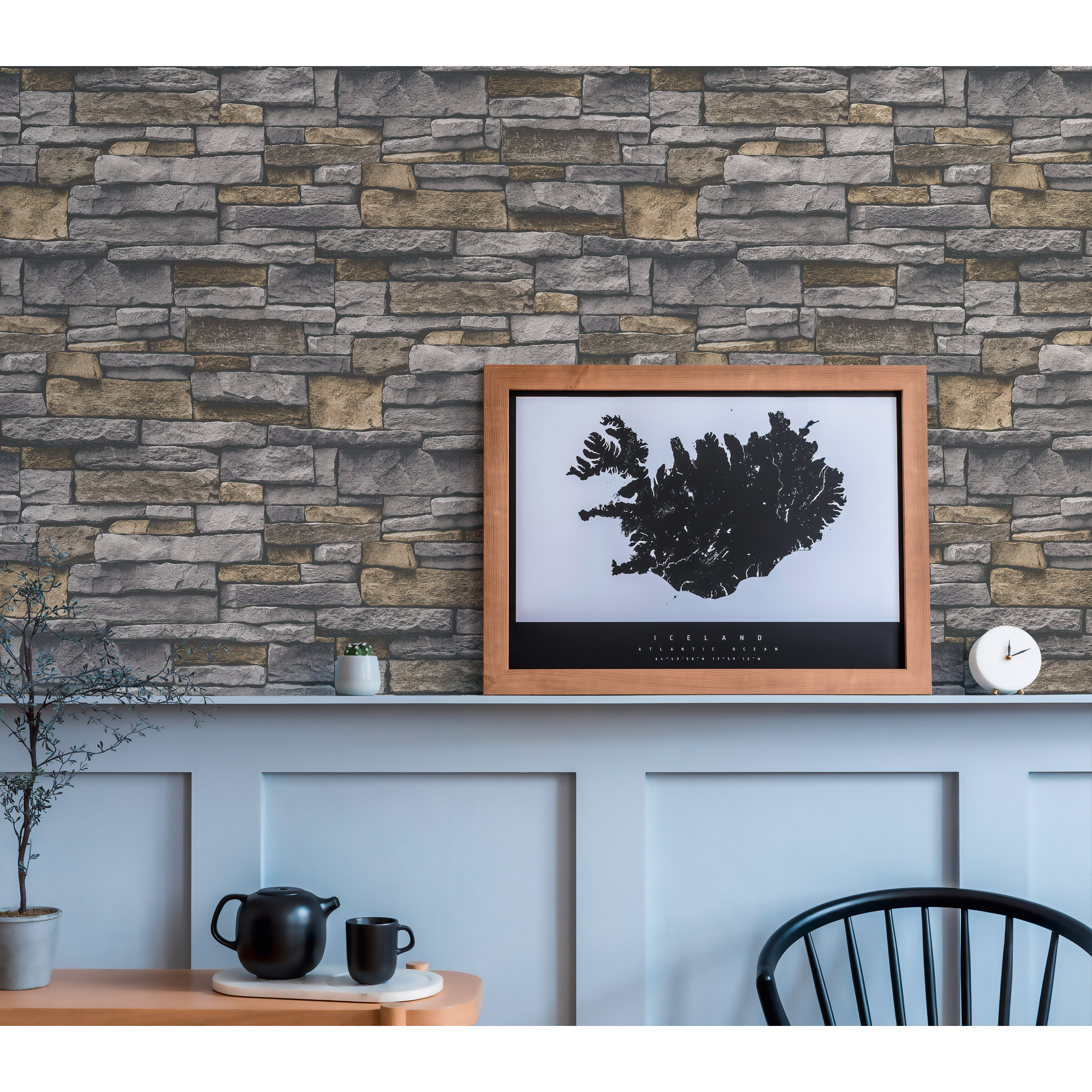 Vliestapete 'Terra' Naturstein-Optik grau/beige 0,53 x 10,05 m
