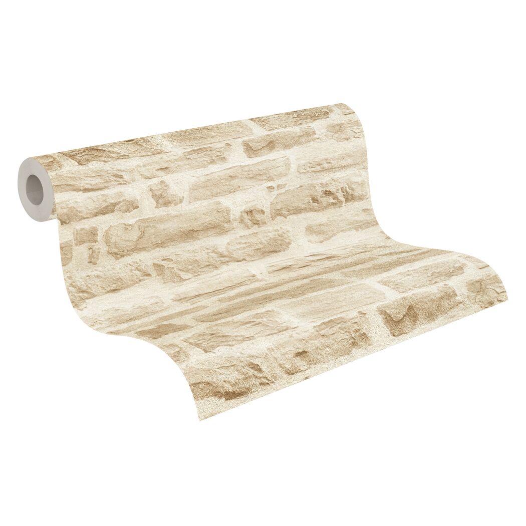 Beige Vliestapete mit Steinmuster