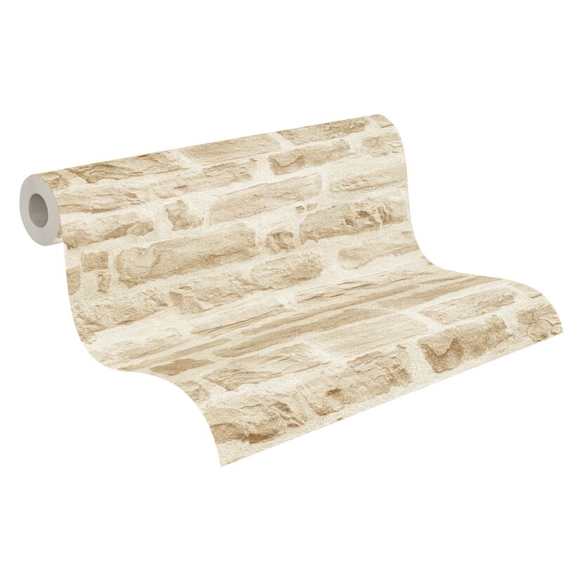Beige Vliestapete mit Steinmuster