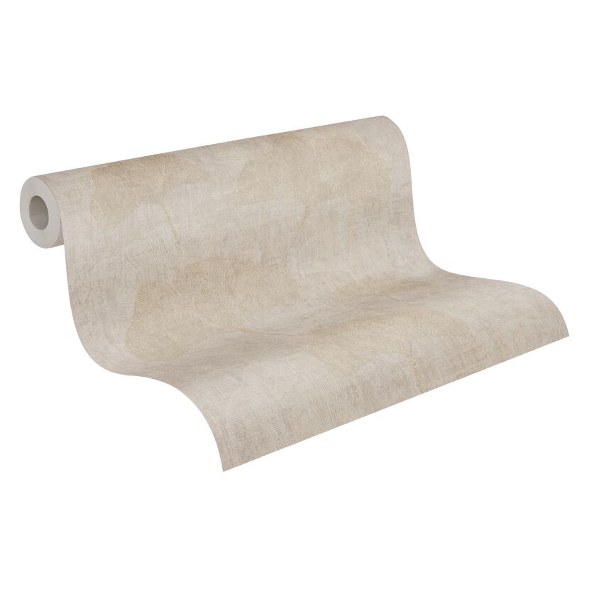 Beige Vliestapete Cuba Ginkgo-Blatt Muster