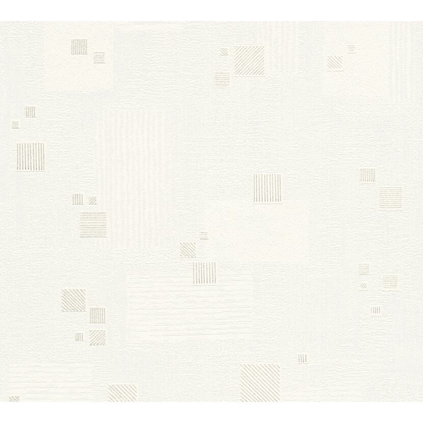 Vliestapete Shades of White mit Kästchenmuster