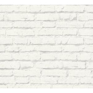 Vliestapete 'Shades of White' Ziegelwand grau/weiß 10,05 x 0,53 m