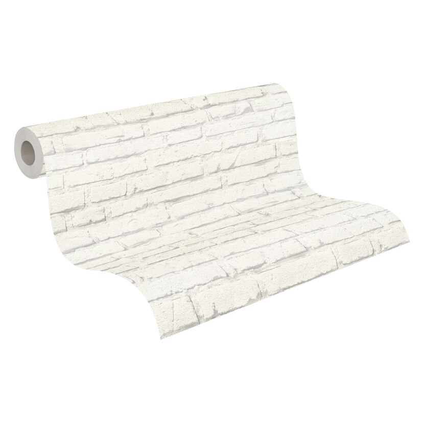 Rolle Vliestapete Shades of White mit Ziegelmuster