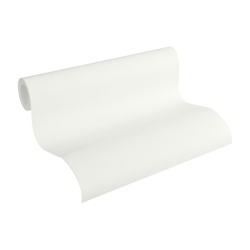 Weiße Vliestapete Shades of White mit Streifenmuster aufgerollt