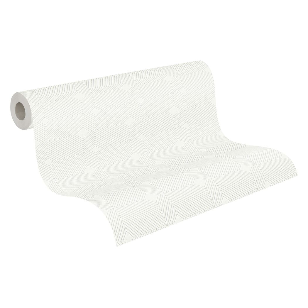 Rolle Vliestapete Shades of White mit Rautenmuster