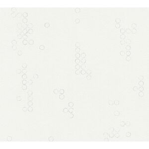 Vliestapete 'Shades of White' Kreismuster weiß/grau 10,05 x 0,53 m