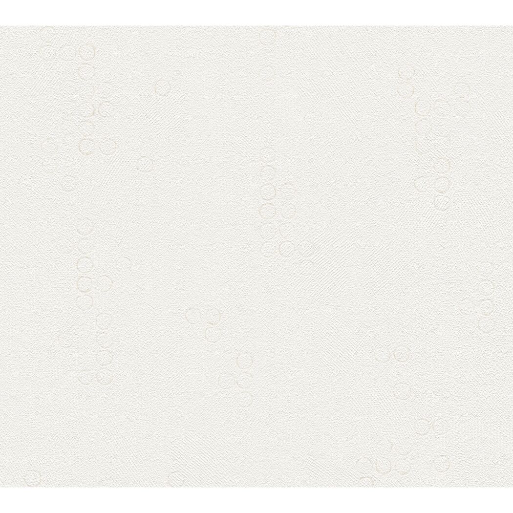 Weiße Vliestapete Shades of White mit Kreismuster