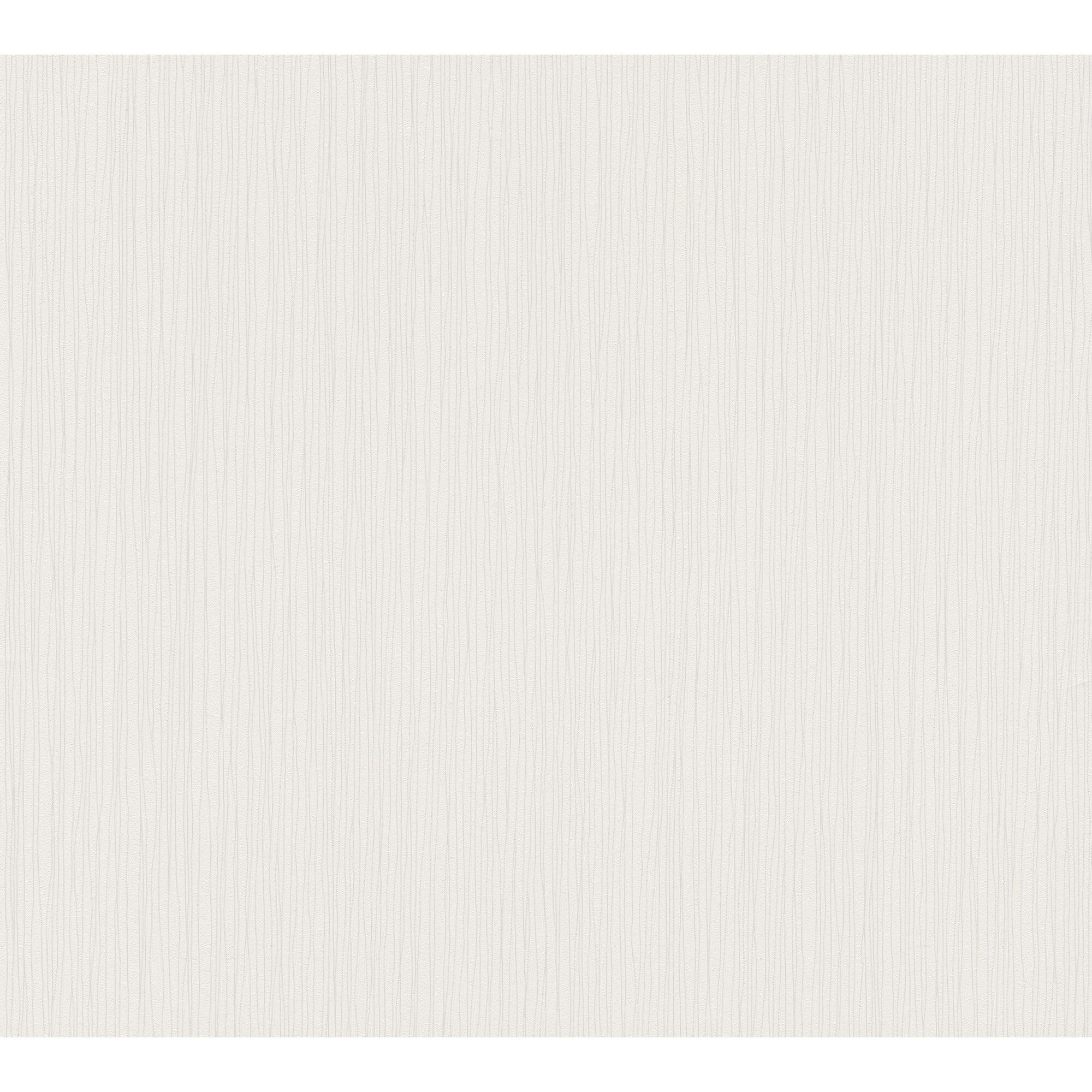 Vliestapete Shades of White mit feinen Streifen