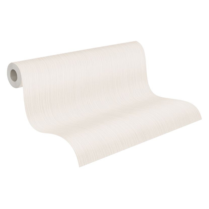 Beige Vliestapete Shades of White mit Streifenmuster aufgerollt
