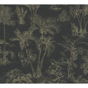 Vliestapete 'Cuba' Dschungel schwarz-metallic 10,05 x 0,53 m