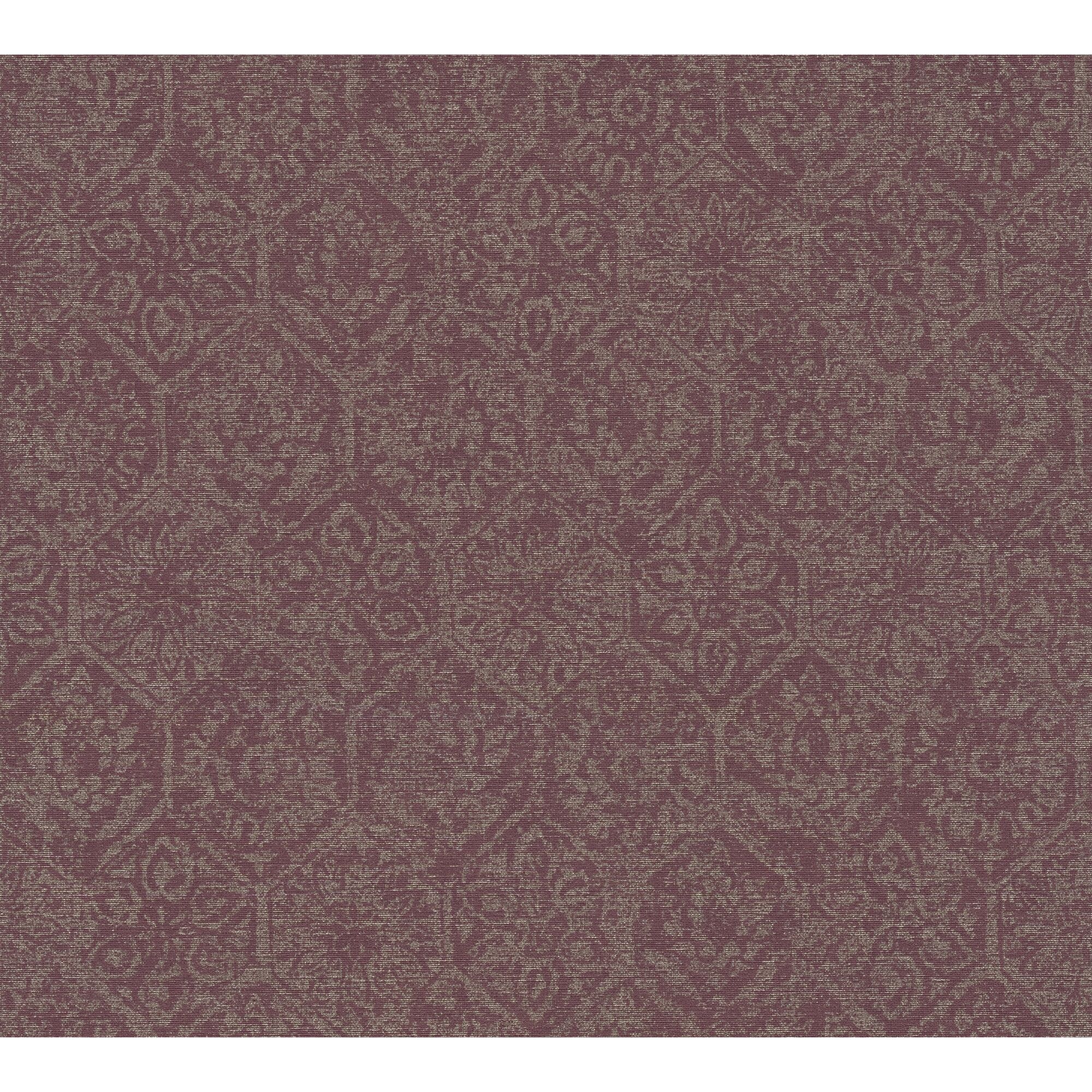 Tapete mit Vintagemuster in Lila und Beige