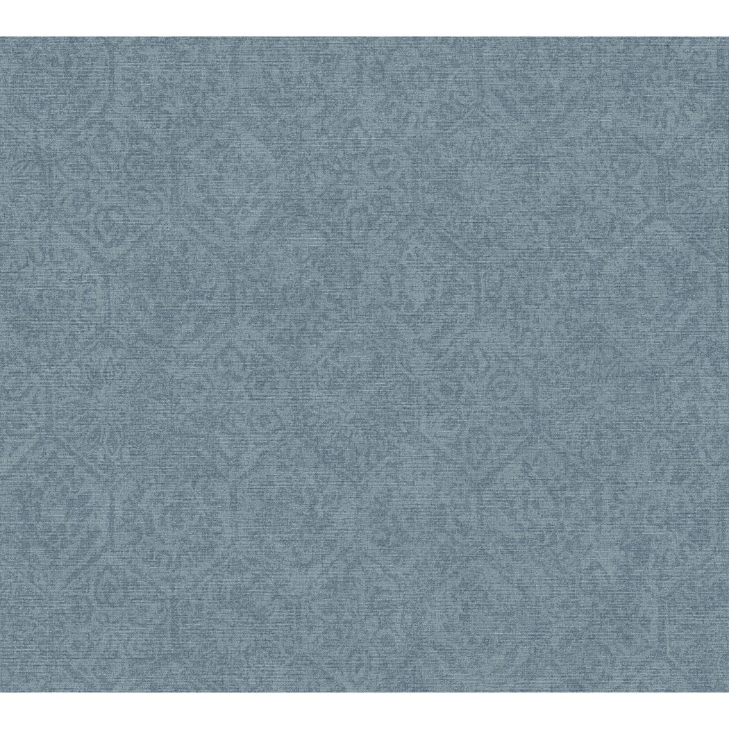 Blaue Vliestapete Cuba mit Vintagemuster Nahaufnahme