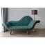 Grüne Chaiselongue mit Steppnähten und Stehlampe