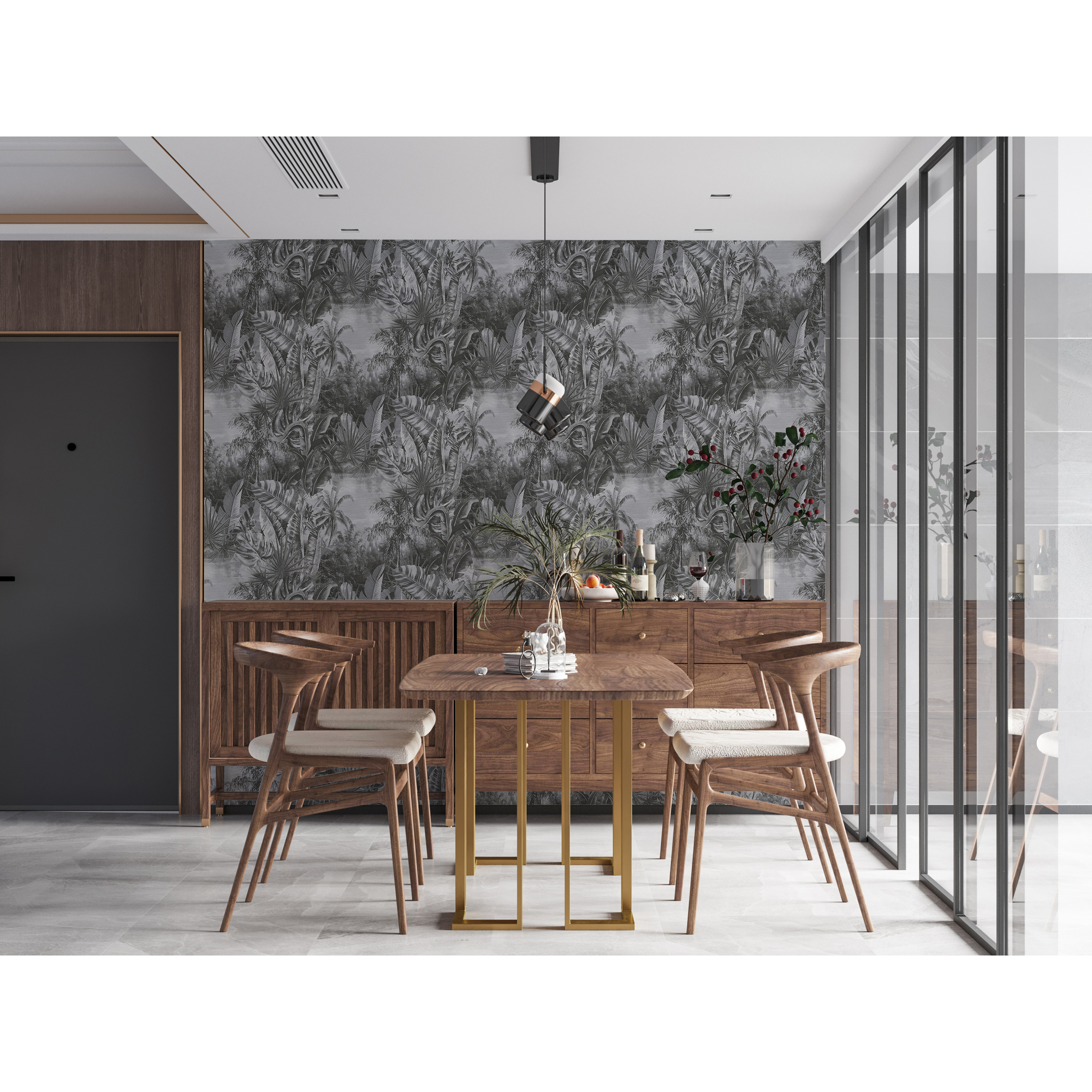 Vliestapete 'My Home. My Spa.' Dschungel grau 10,05 x 0,53 m + product picture