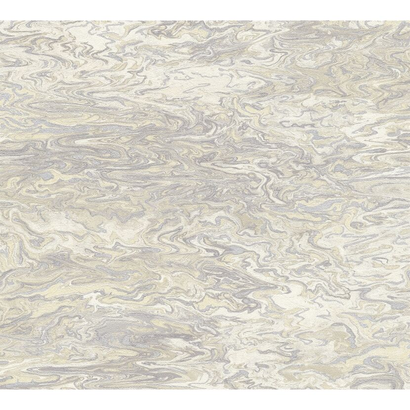Marmorierte Vliestapete in Beige und Grau