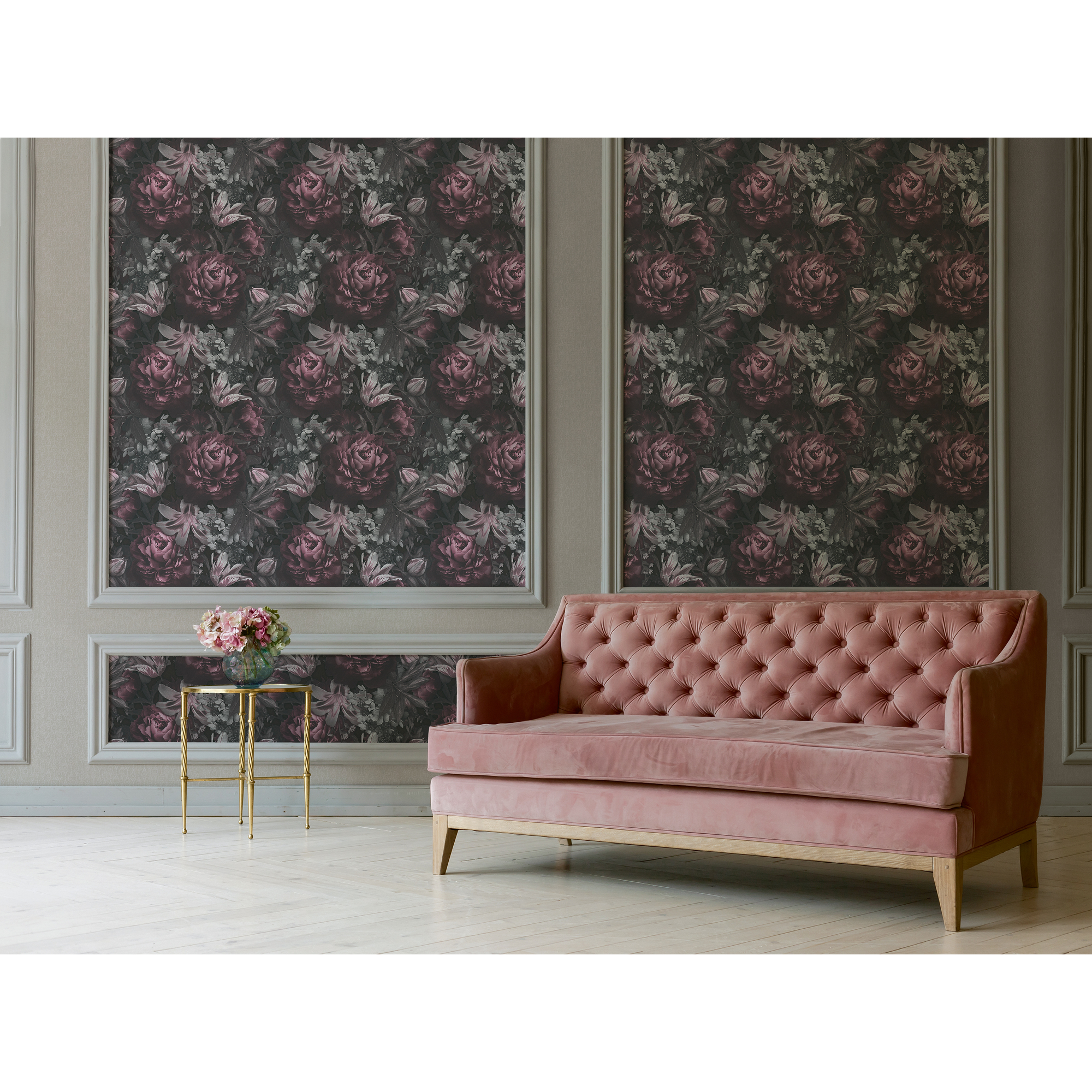 Vliestapete 'Pint Walls' Pfingstrose schwarz/rosa 10,05 x 0,53 m + product picture