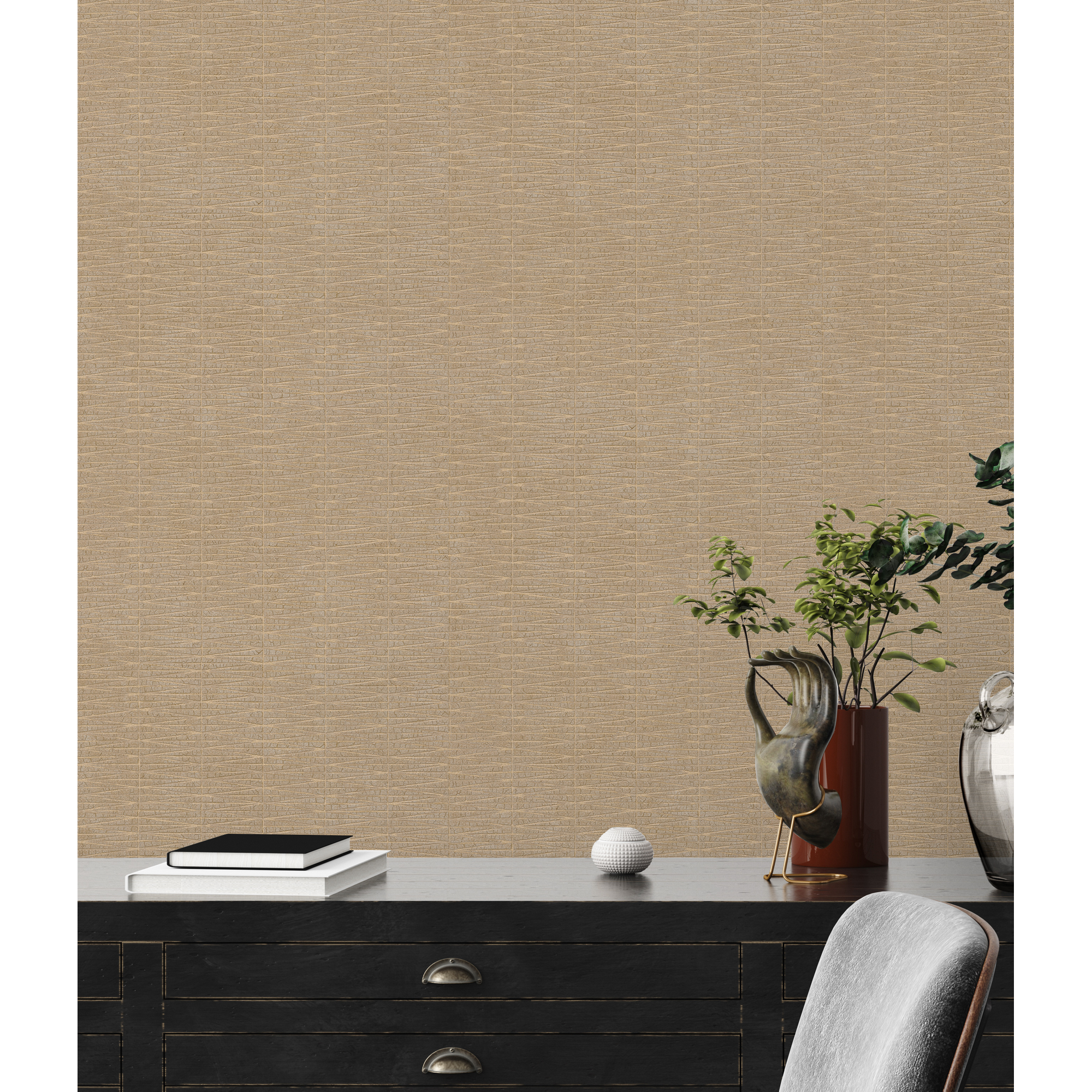 Vliestapete 'Hygge 2' Linienmuster braun 10,05 x 0,53 m + product picture