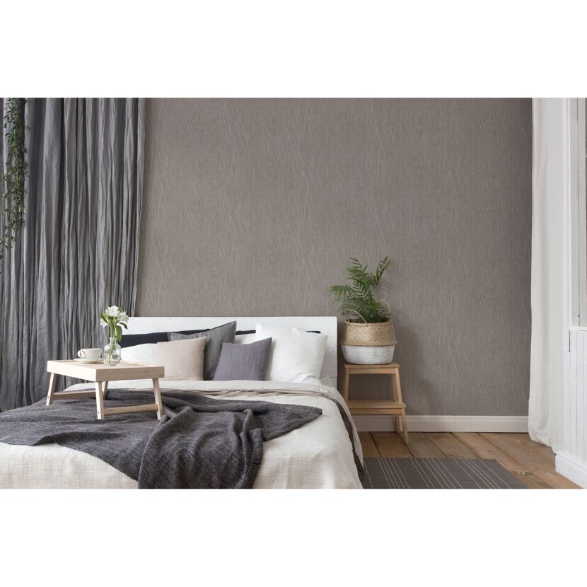 Schlafzimmer mit Vliestapete Hygge 2 Streifen