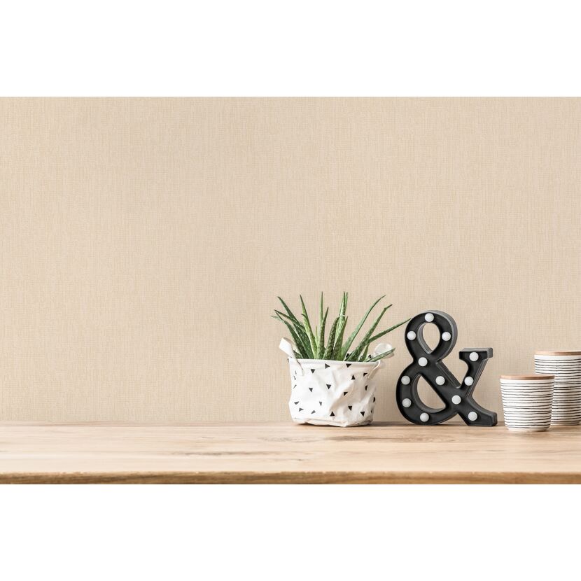Beige Vliestapete Hygge 2 mit Deko