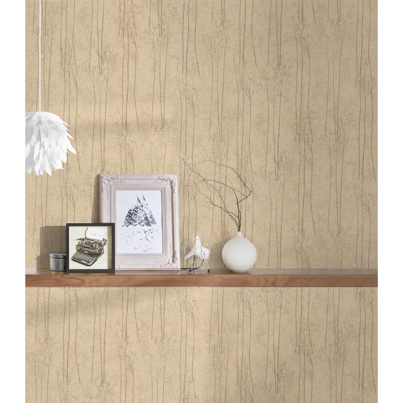 Beige Vliestapete "Hygge 2" mit feinen Ästen