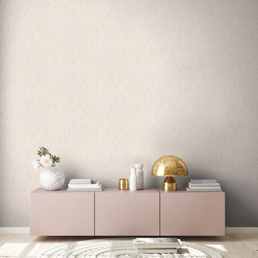 Beige Vliestapete Hygge 2 Unistruktur im Wohnraum