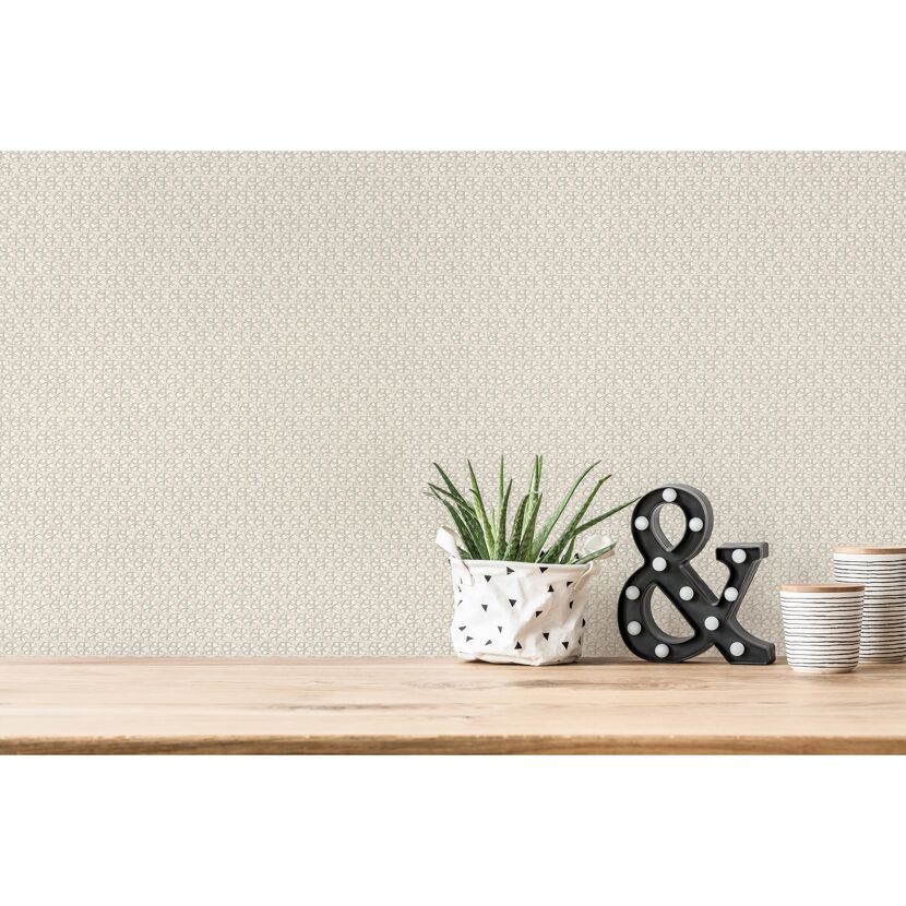 Beige Vliestapete Hygge 2 mit geometrischem Muster