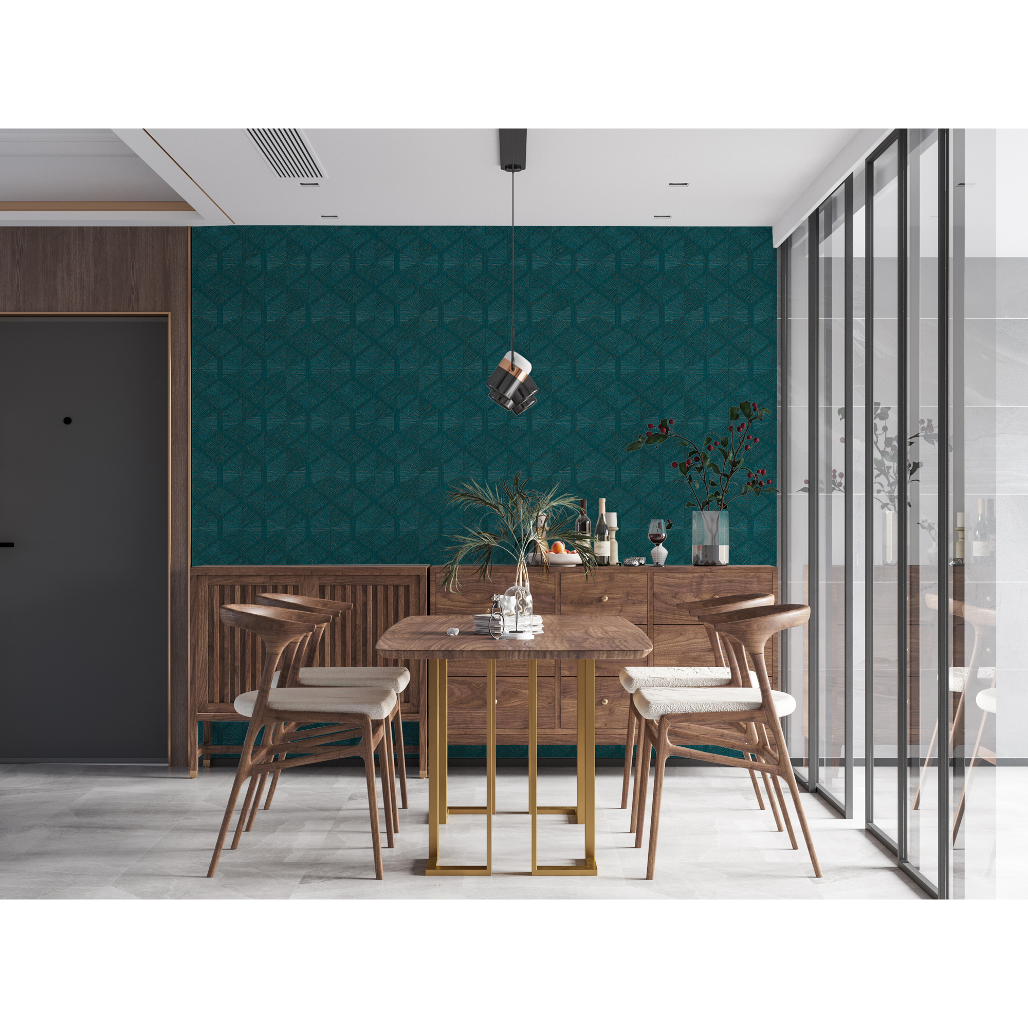 Vliestapete 'My Home. My Spa.' Dreiecke türkis 10,05 x 0,53 m + product picture