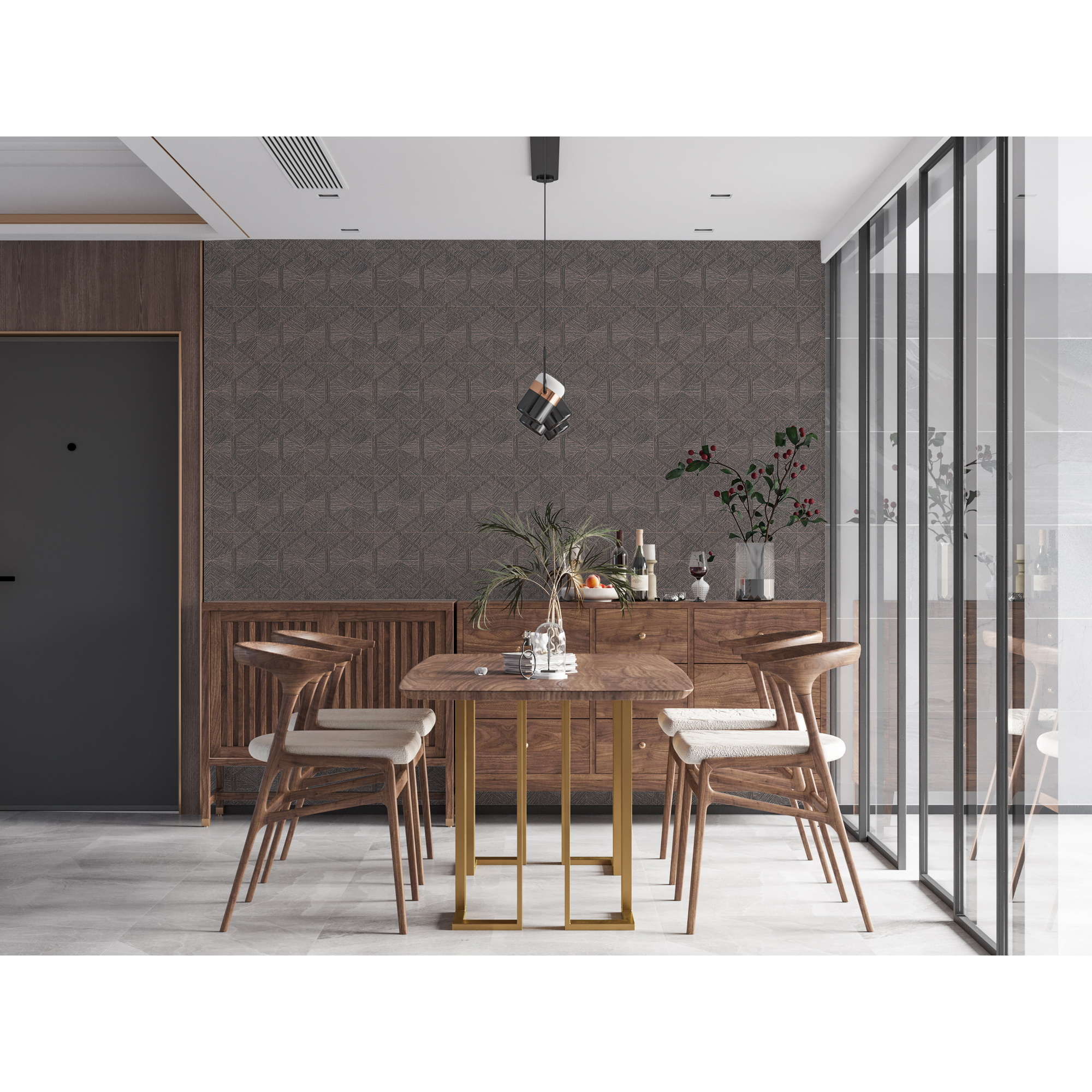 Vliestapete 'My Home. My Spa.' Dreiecke grau 10,05 x 0,53 m + product picture