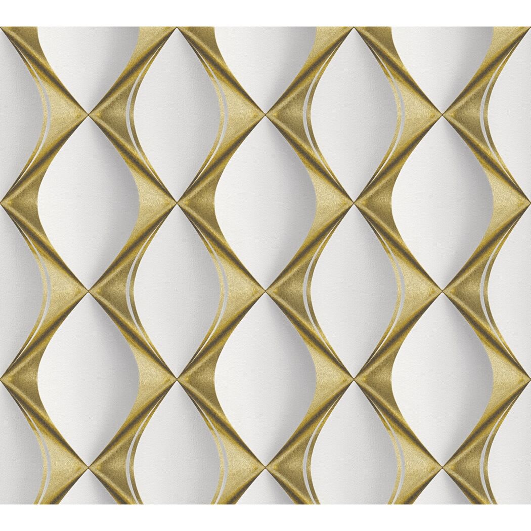 Weiß-goldenes geometrisches Muster