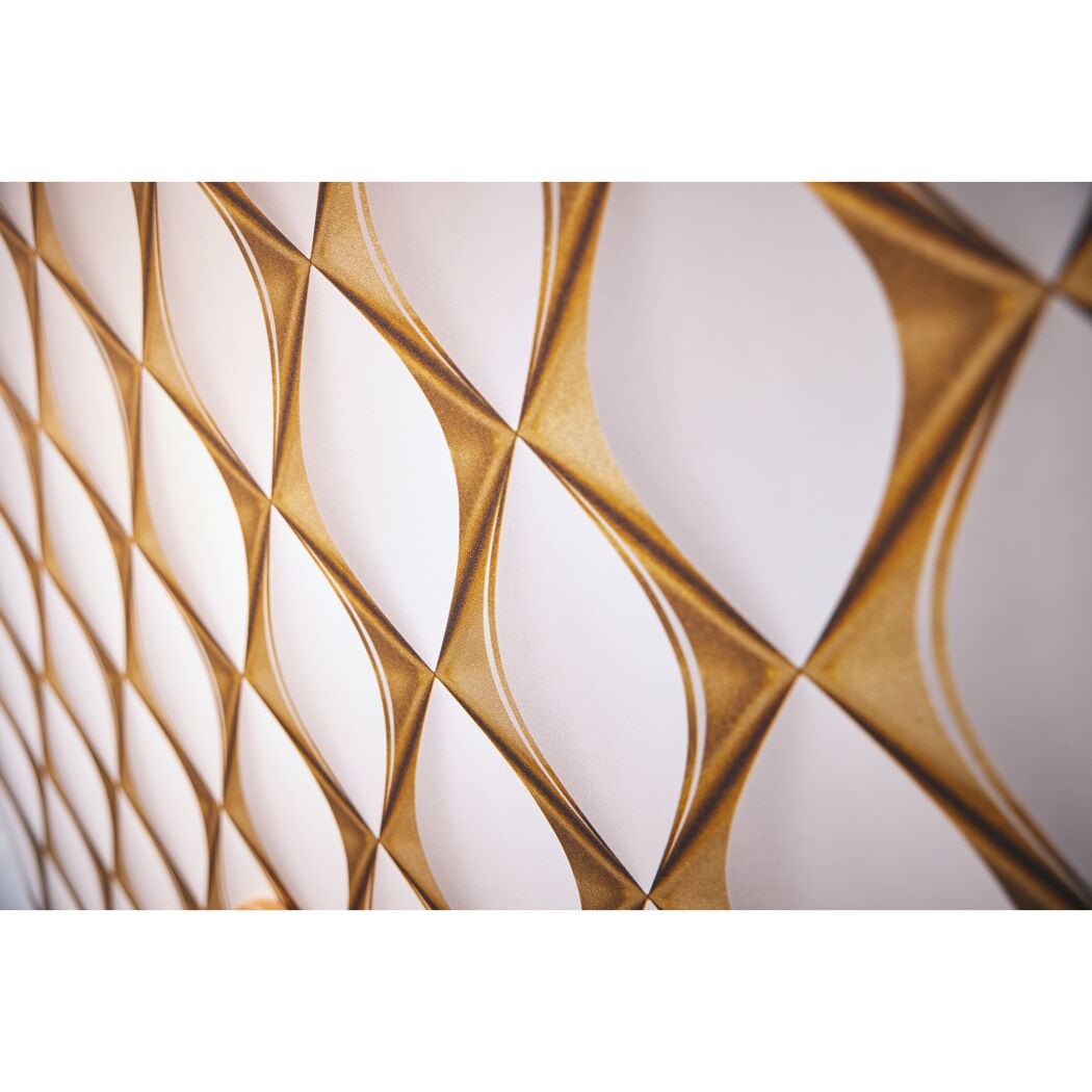 Weiß-goldene Retro-Vliestapete