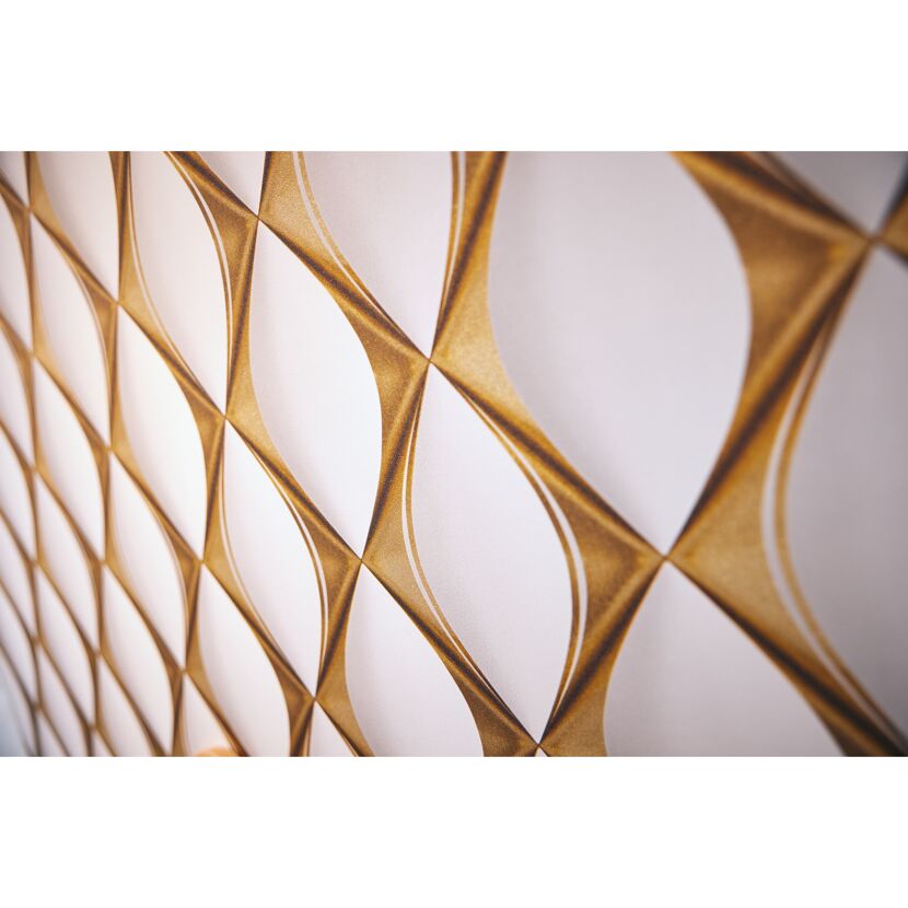 Weiß-goldene Retro-Vliestapete