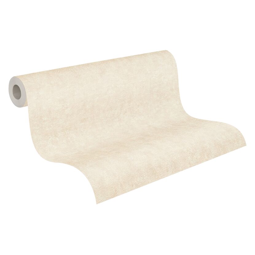 Beige Vliestapete mit Betonoptik aufgerollt