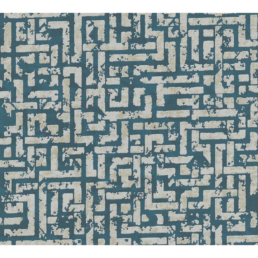 Blaue Tapete mit graphischem Muster