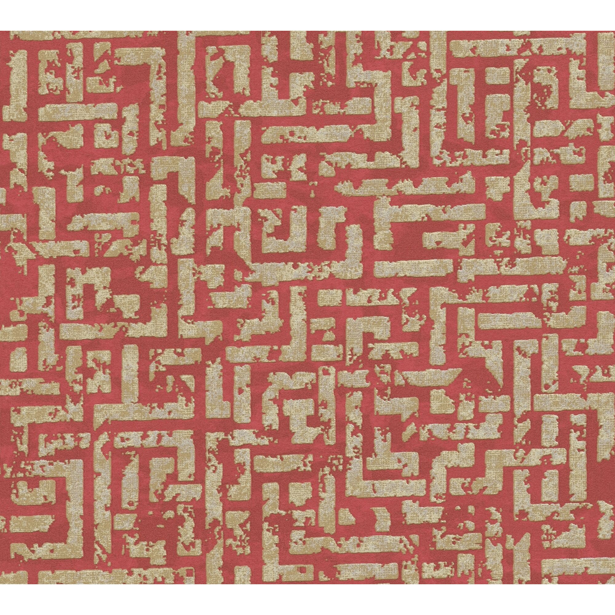 Tapete mit goldenen Linien auf rotem Hintergrund