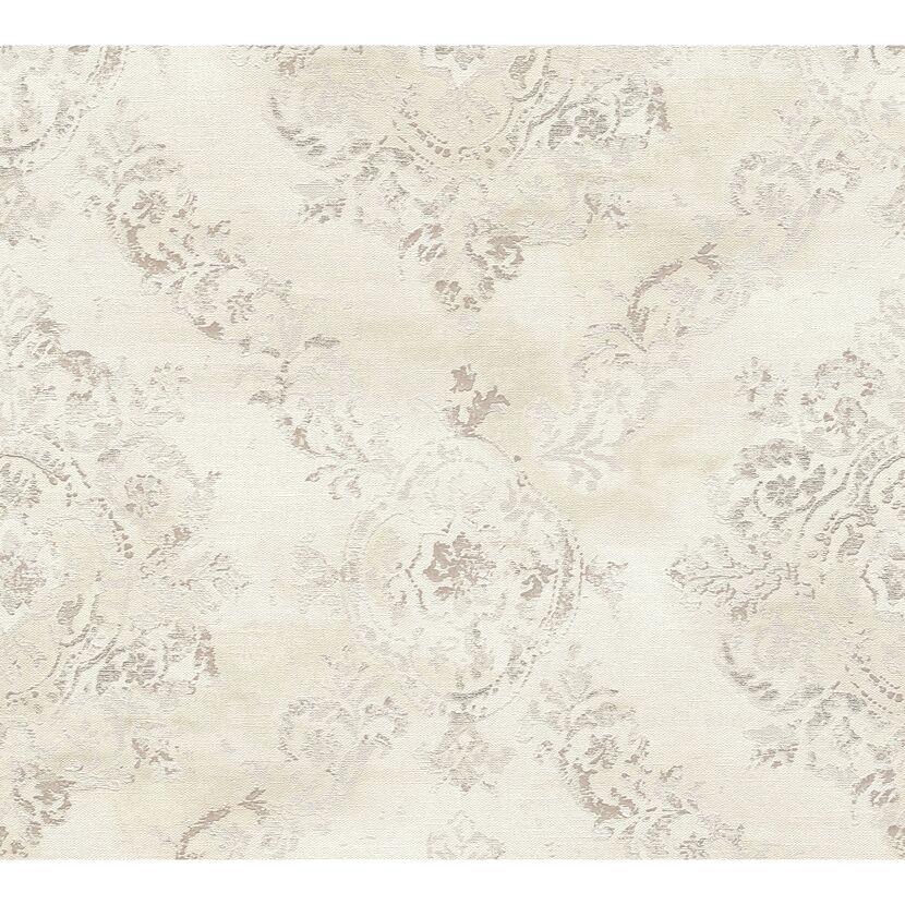 Beige Vliestapete mit Ornamentmuster