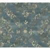 Blaue Tapete mit goldenem Ornamentmuster