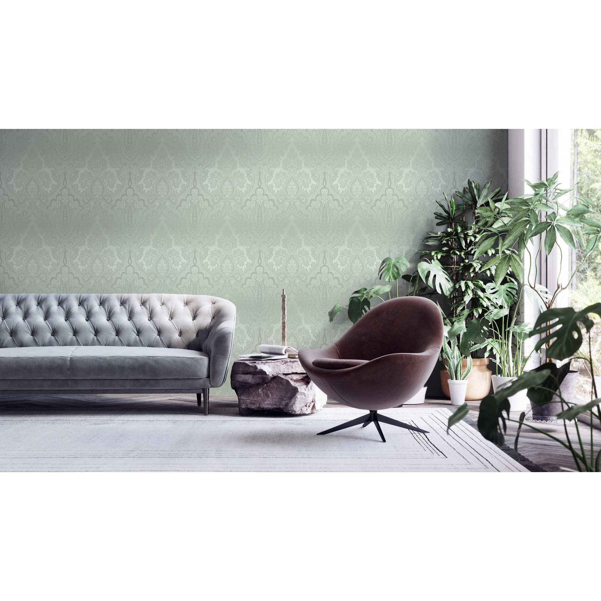 Vliestapete 'My Home. My Spa.' Barockornament grün 10,05 x 0,53 m + product picture