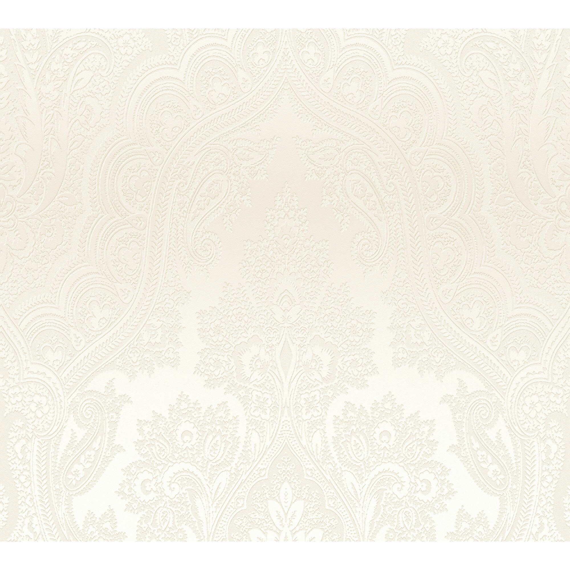 Beige Vliestapete mit Barockmuster