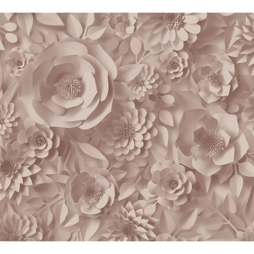 3D-Blütentapete in Beige