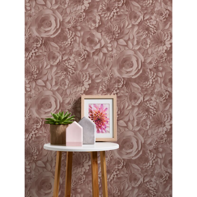 Rosafarbene Blumentapete Pint Walls
