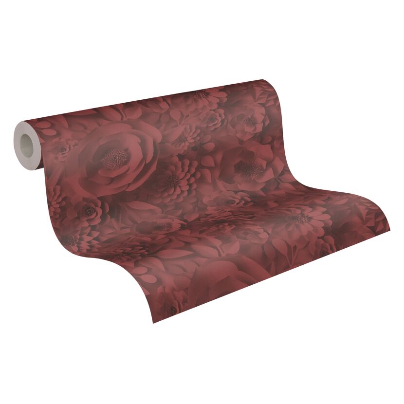 Rolle Vliestapete Pint Walls mit 3D-Blüten in Rot